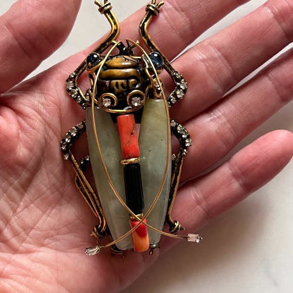 IRADJ MOINI Vintage Large Beetle Bug Insect Brooch Pin Costume Designer Jewelry - Picture 4 of 11